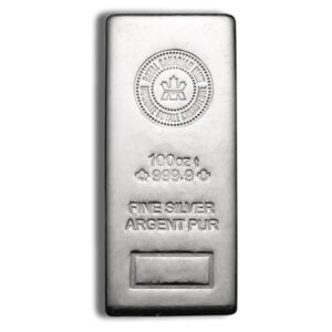 100 oz Silver Bar – Royal Canadian Mint (RCM) – .9999 Fine Silver